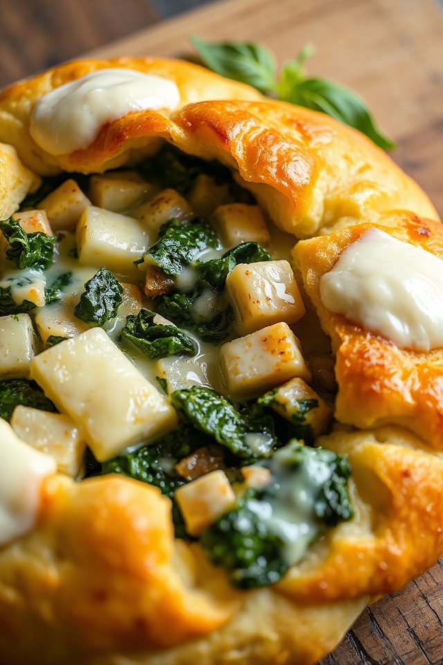 cheesy spinach filled bread
