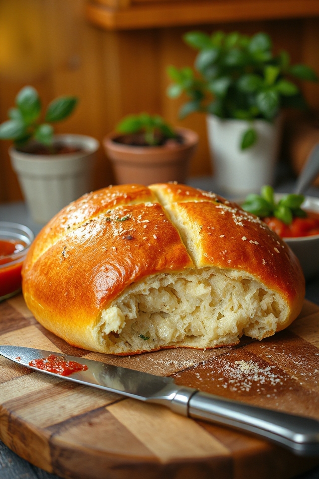 homemade savory spaghetti bread