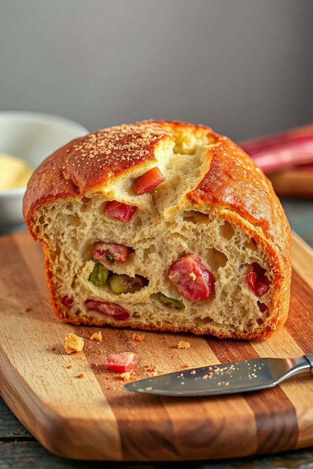 rhubarb bread baking adventure
