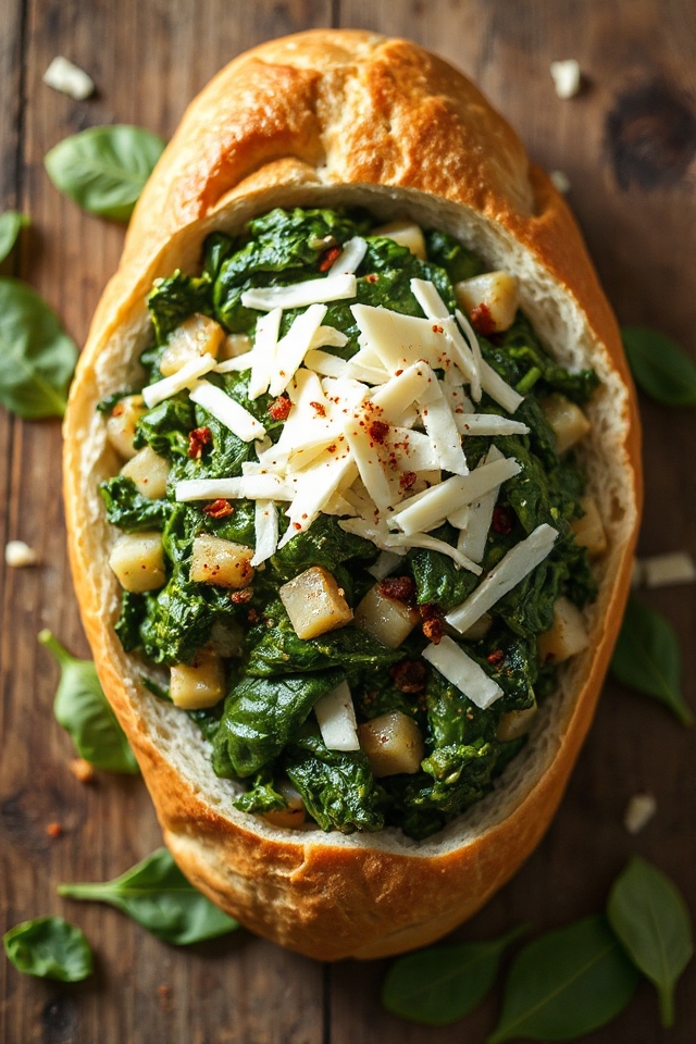 spinach infused homemade bread